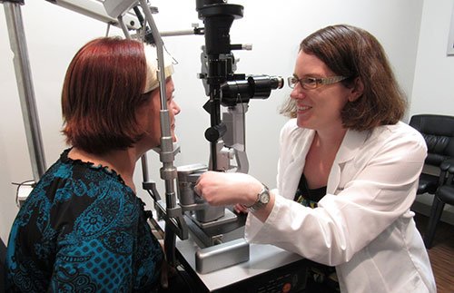 eye examination being done by Dr. Sara Langer